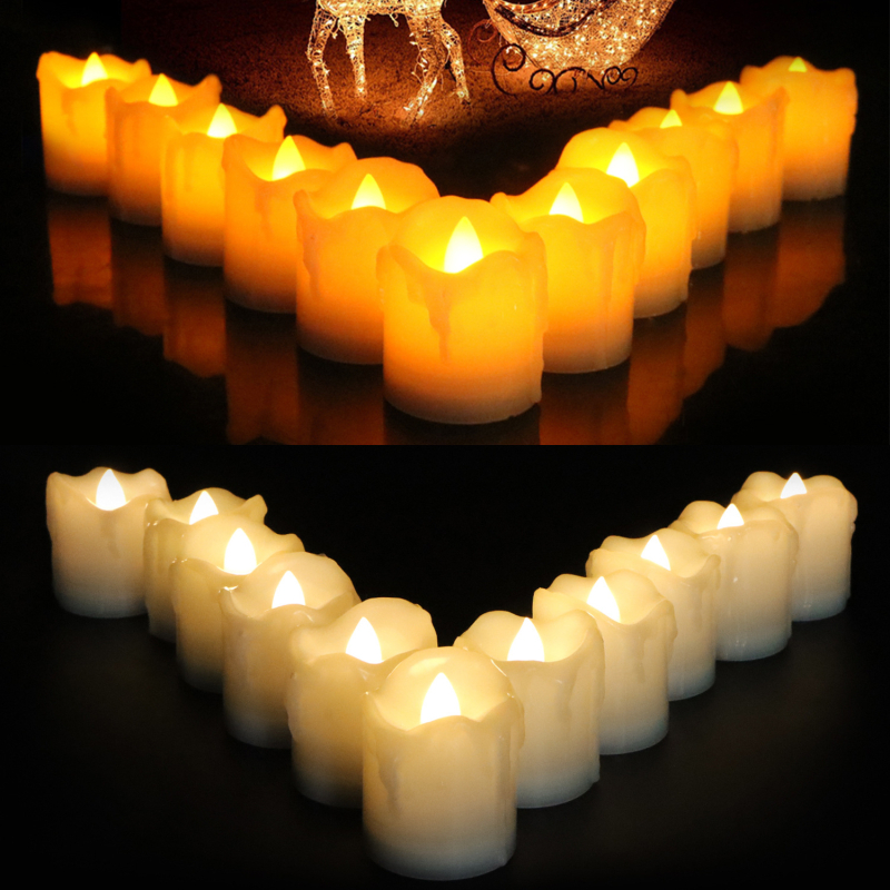12-kom LED tea light svijeće za božićne, rođendanske i svatbene dekoracije (plastika, CR2450 baterija)