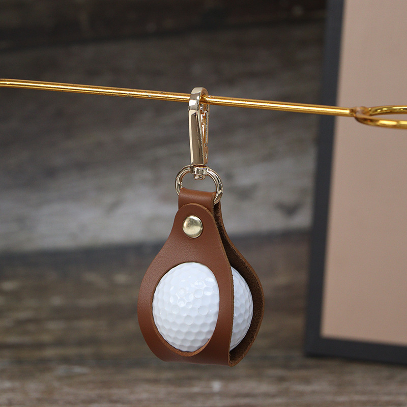 Kožený obal na golfové loptičky s opaskom, malá taška na jednu loptičku, vonkajšia kožená taška na golf