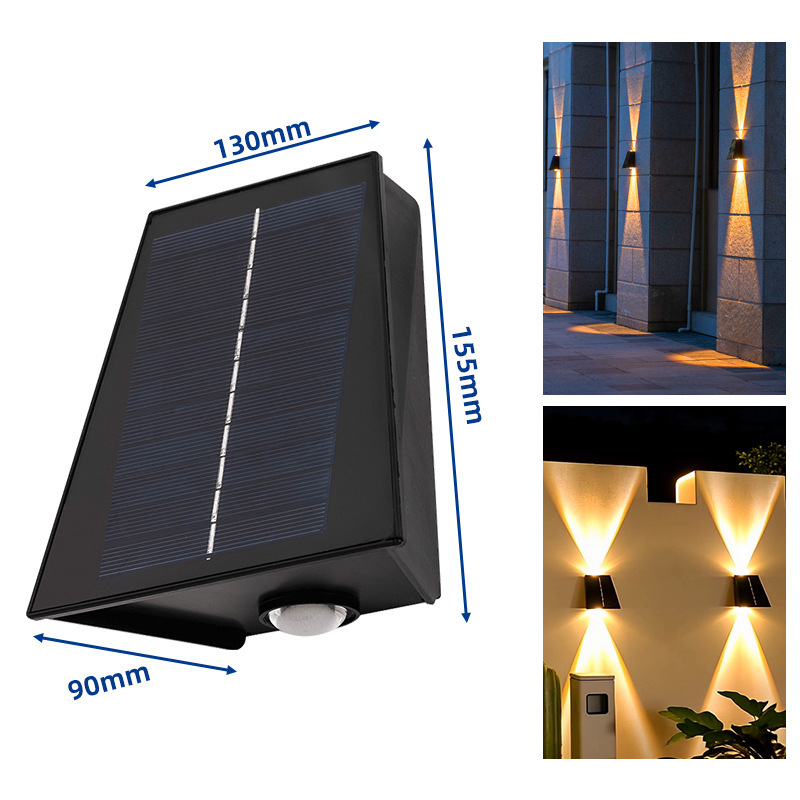 Solarna vanjska zidna svjetiljka s gore-dolje osvjetljenjem, senzorsko ambijentalno osvjetljenje za vrt