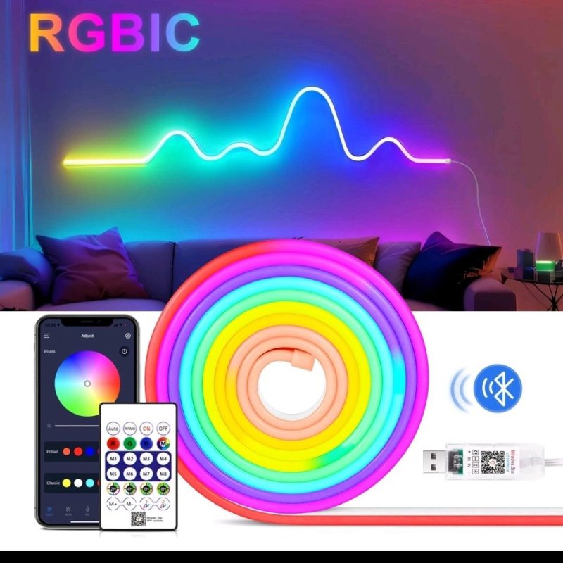 RGB fleksibilna svjetleća traka s promjenjivom bojom za dekor automobila na utrkama i esports, upravljanje putem aplikacije, USB neonsko svjetlo
