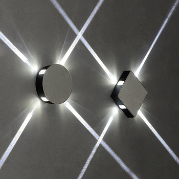 LED aluminijska zidna svjetiljka, kvadratnog ili kružnog oblika, zvjezdani efekt, križni dizajn