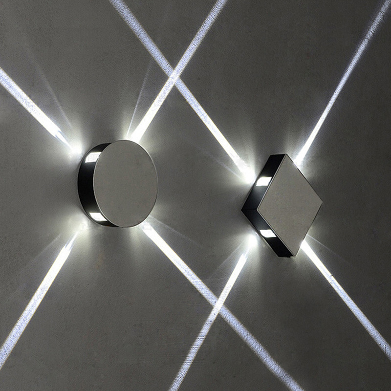 LED aluminijska zidna svjetiljka, kvadratnog ili kružnog oblika, zvjezdani efekt, križni dizajn