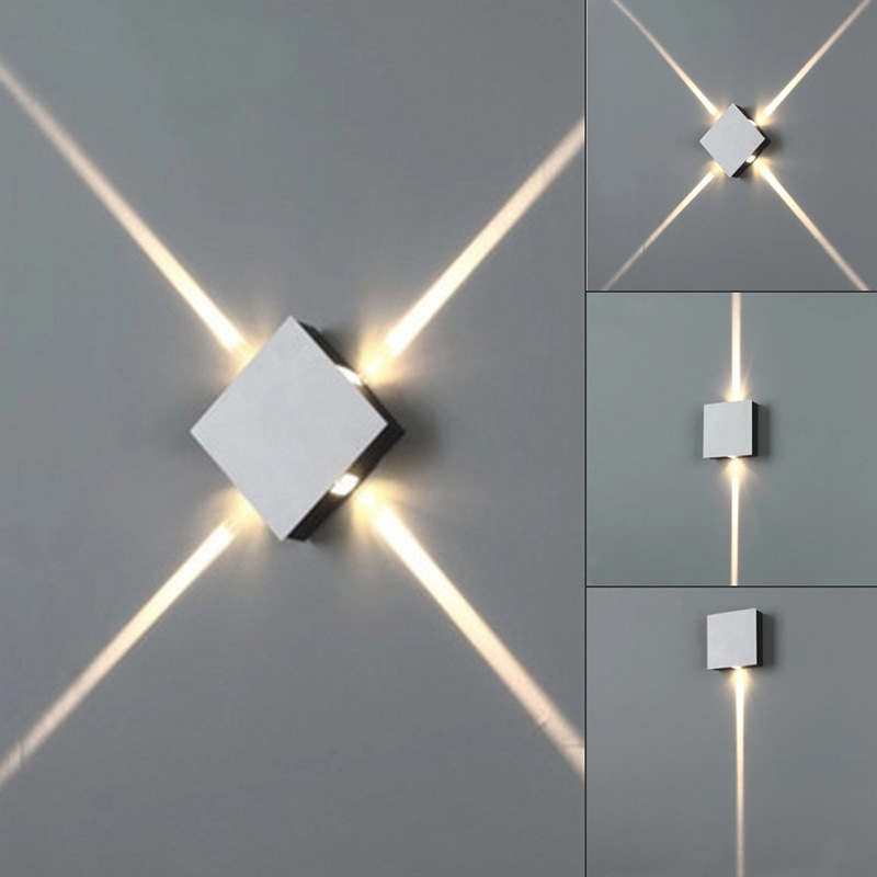 LED aluminijska zidna svjetiljka, kvadratnog ili kružnog oblika, zvjezdani efekt, križni dizajn