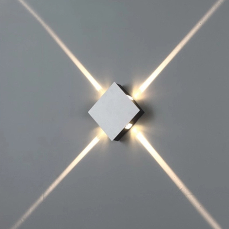 LED aluminijska zidna svjetiljka, kvadratnog ili kružnog oblika, zvjezdani efekt, križni dizajn