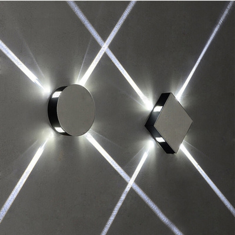 LED aluminijska zidna svjetiljka, kvadratnog ili kružnog oblika, zvjezdani efekt, križni dizajn