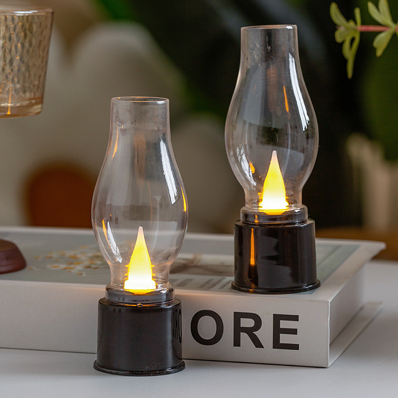 Mini retro kerosenska lampa – dekorativna noćna svjetiljka za stol i noćni ormarić, vintage stil