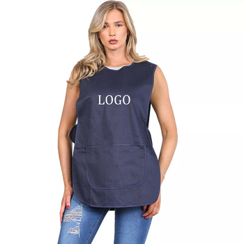 Pregača bez rukava od poliestera, stil veste, za kućnu kuhinju, skriveni gumbi, moderan minimalistički dizajn, jedna veličina, boje: crvena, plava, crna, siva, prilagodba logotipa