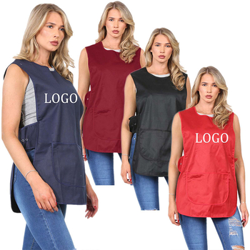 Pregača bez rukava od poliestera, stil veste, za kućnu kuhinju, skriveni gumbi, moderan minimalistički dizajn, jedna veličina, boje: crvena, plava, crna, siva, prilagodba logotipa