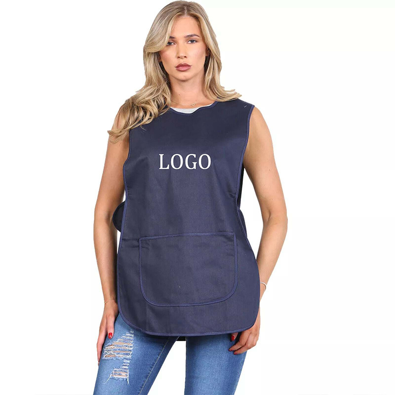 Pregača bez rukava od poliestera, stil veste, za kućnu kuhinju, skriveni gumbi, moderan minimalistički dizajn, jedna veličina, boje: crvena, plava, crna, siva, prilagodba logotipa