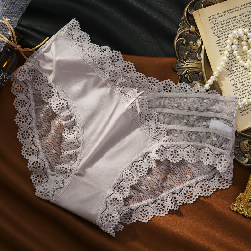 Čipkaste ženske gaćice, prozirne, seksi i zavodljive, antibakterijska podstava, Ice Silk, prozračna mreža, trokut gaćice, japanski stil