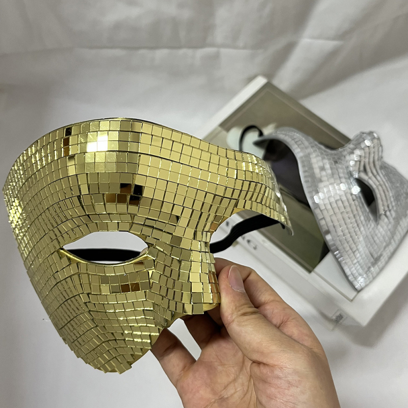 Maska za pola lica s disko kuglom i reflektivnim laserskim efektom za Halloween