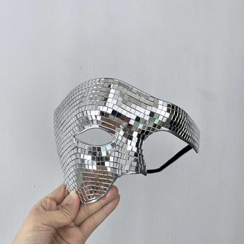Maska za pola lica s disko kuglom i reflektivnim laserskim efektom za Halloween
