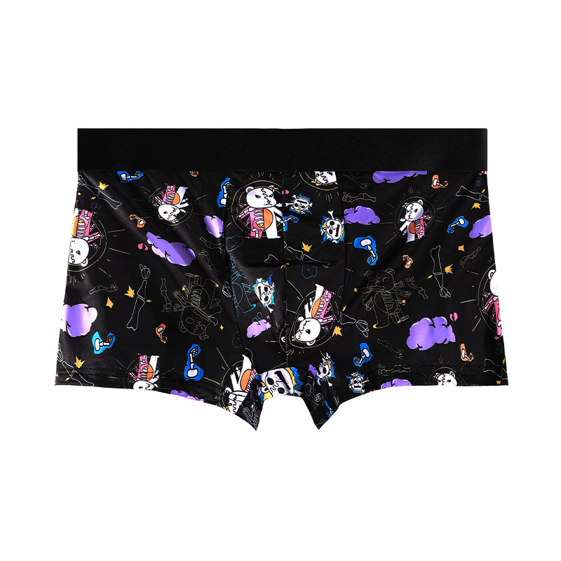 Muške boxerice od Ice Silk, antibakterijske, lagane i prozračne, s anime otiskom, ljetno donje rublje, srednji porast struka