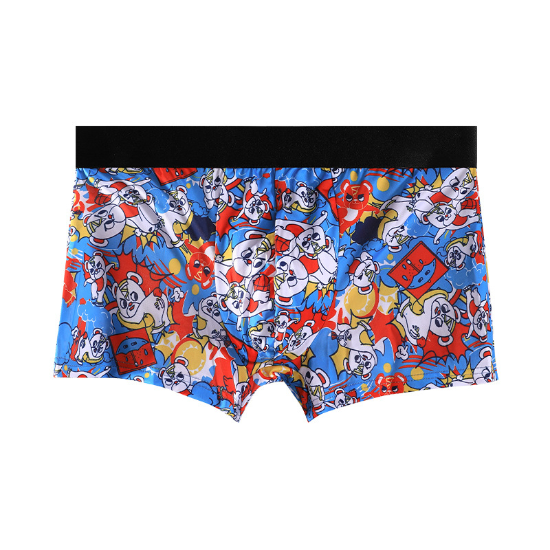 Muške boxerice od Ice Silk, antibakterijske, lagane i prozračne, s anime otiskom, ljetno donje rublje, srednji porast struka