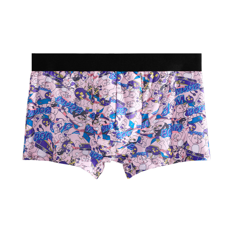 Muške boxerice od Ice Silk, antibakterijske, lagane i prozračne, s anime otiskom, ljetno donje rublje, srednji porast struka