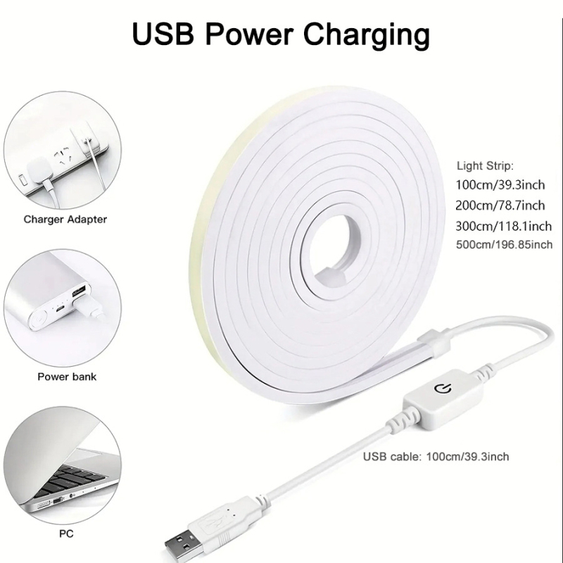 USB LED traka 5V, fleksibilni neon silikon, vodootporna, za ogledalo za šminkanje, noćni ormarić i pozadina televizora, ambijentalno osvjetljenje