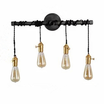Zidna svjetiljka u američkom industrijskom stilu sa zlatno-medenom glavom lampe, retro dizajn vodovodne cijevi za blagovaonu, dnevnu sobu, kafić ili bar