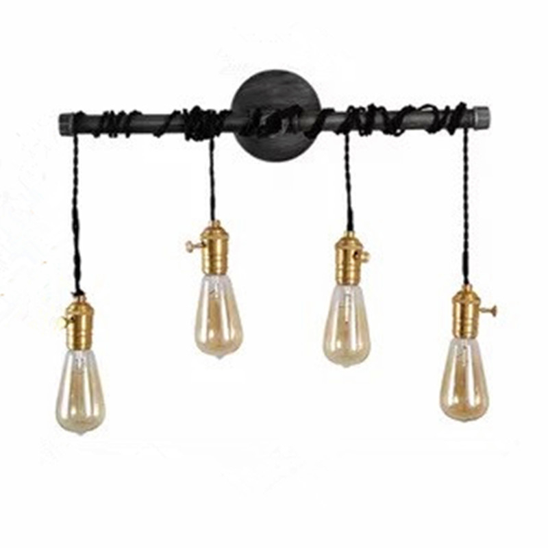 Zidna svjetiljka u američkom industrijskom stilu sa zlatno-medenom glavom lampe, retro dizajn vodovodne cijevi za blagovaonu, dnevnu sobu, kafić ili bar