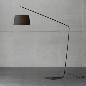 Nordijski postmoderni podna svjetiljka s kovnim tijelom i platnenim sjenilom, LED, 220V, visina 182 cm, za dnevni boravak