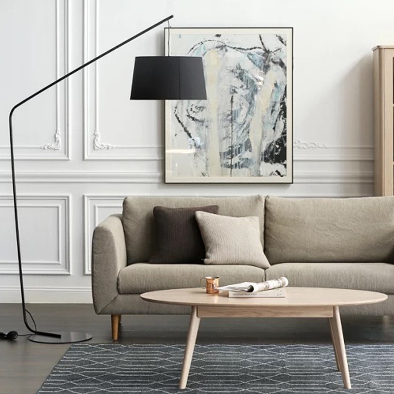 Nordijski postmoderni podna svjetiljka s kovnim tijelom i platnenim sjenilom, LED, 220V, visina 182 cm, za dnevni boravak