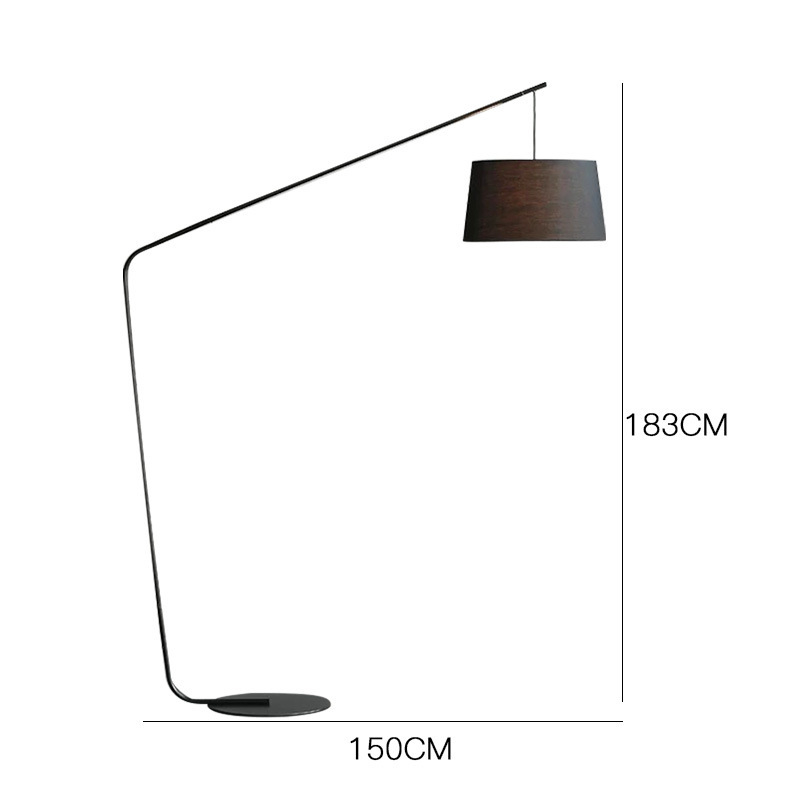 Nordijski postmoderni podna svjetiljka s kovnim tijelom i platnenim sjenilom, LED, 220V, visina 182 cm, za dnevni boravak