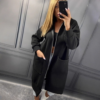 Opuštena pletena haljina s kapuljačom za jesen-zimu, plus veličina, flis unutrašnjost, svakodnevni streetwear, ženski