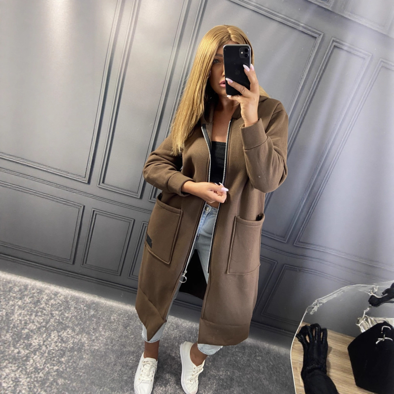 Opuštena pletena haljina s kapuljačom za jesen-zimu, plus veličina, flis unutrašnjost, svakodnevni streetwear, ženski