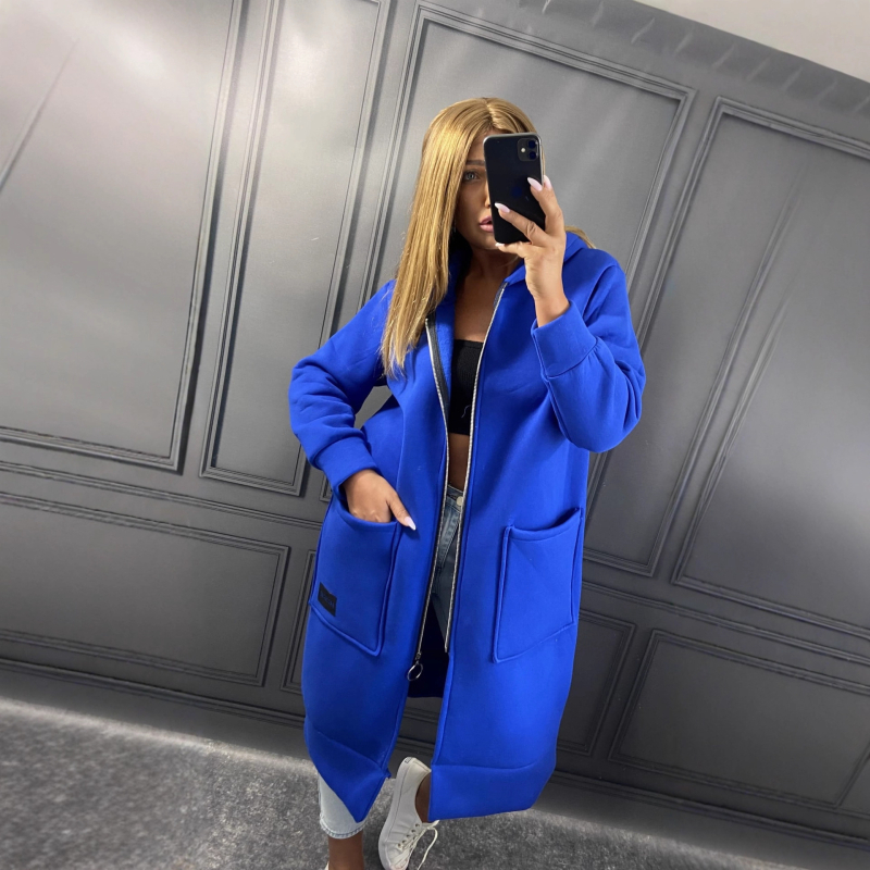 Opuštena pletena haljina s kapuljačom za jesen-zimu, plus veličina, flis unutrašnjost, svakodnevni streetwear, ženski