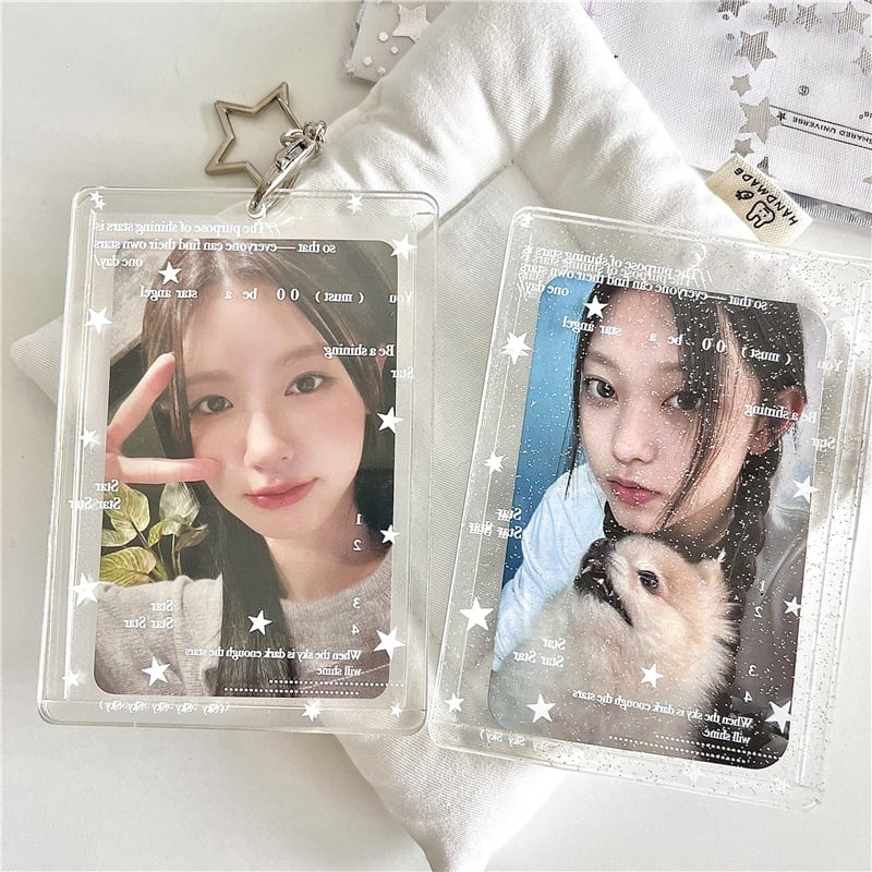 Akrilni držač kartica promjera 3 inča s glitterom zvijezda i privjeskom za ključeve za mini Polaroid fotografije
