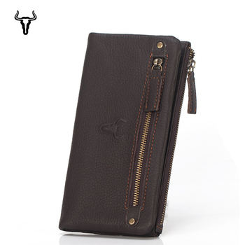 Famous Craftsman Family 7023 Unisex dugi novčanik sa šivom, koža prvog sloja, velik kapacitet, više pretinaca za kartice i džep za telefon