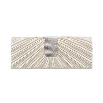 Zlatna ženska večernja clutch torbica s plisiranjem i kristalima – elegantna večernja torba