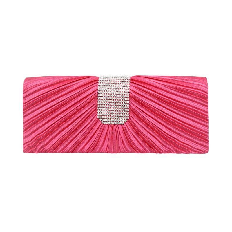 Zlatna ženska večernja clutch torbica s plisiranjem i kristalima – elegantna večernja torba