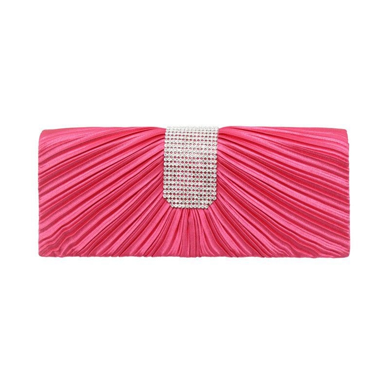 Zlatna ženska večernja clutch torbica s plisiranjem i kristalima – elegantna večernja torba