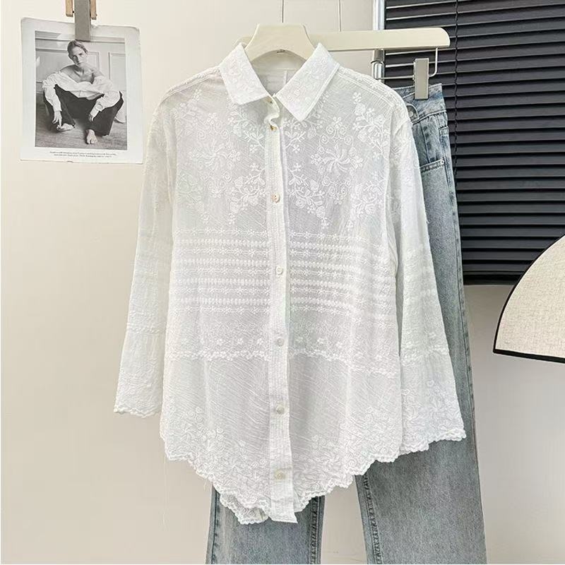Korejskog stila bluza s prorezima i bijela suknja, casual dvodijelni set