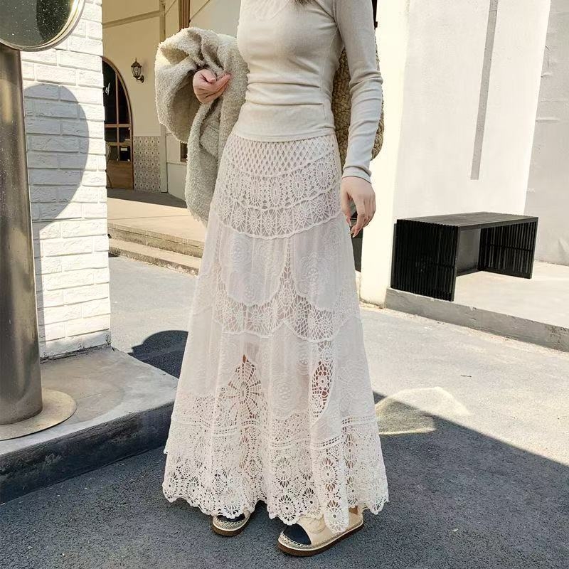 Korejskog stila bluza s prorezima i bijela suknja, casual dvodijelni set