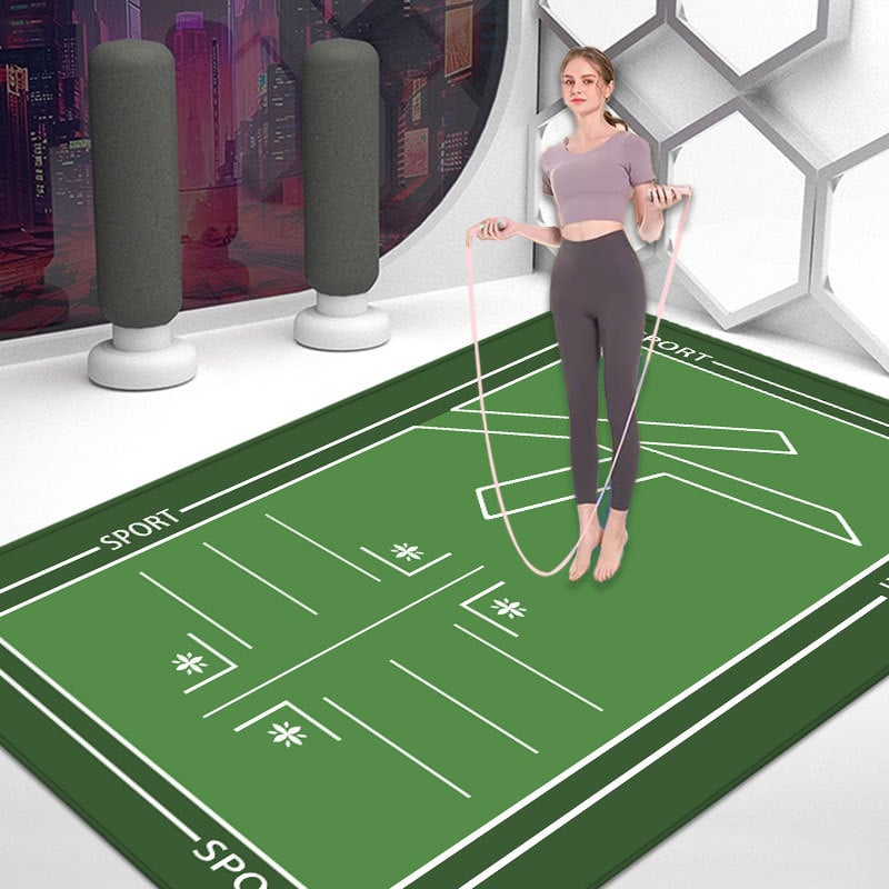 Šok-ublažavajuća podloga za skakanje konopcem, zvučna izolacija, jastuk za koljena, 6 mm debela, protuklizna joga i fitness podloga, 80 × 120 cm.
