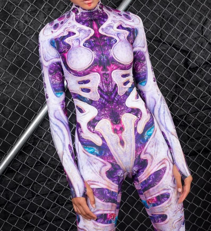 Slim jednodelni cosplay kostim s 3D digitalnim otiskom – Halloween, šareno