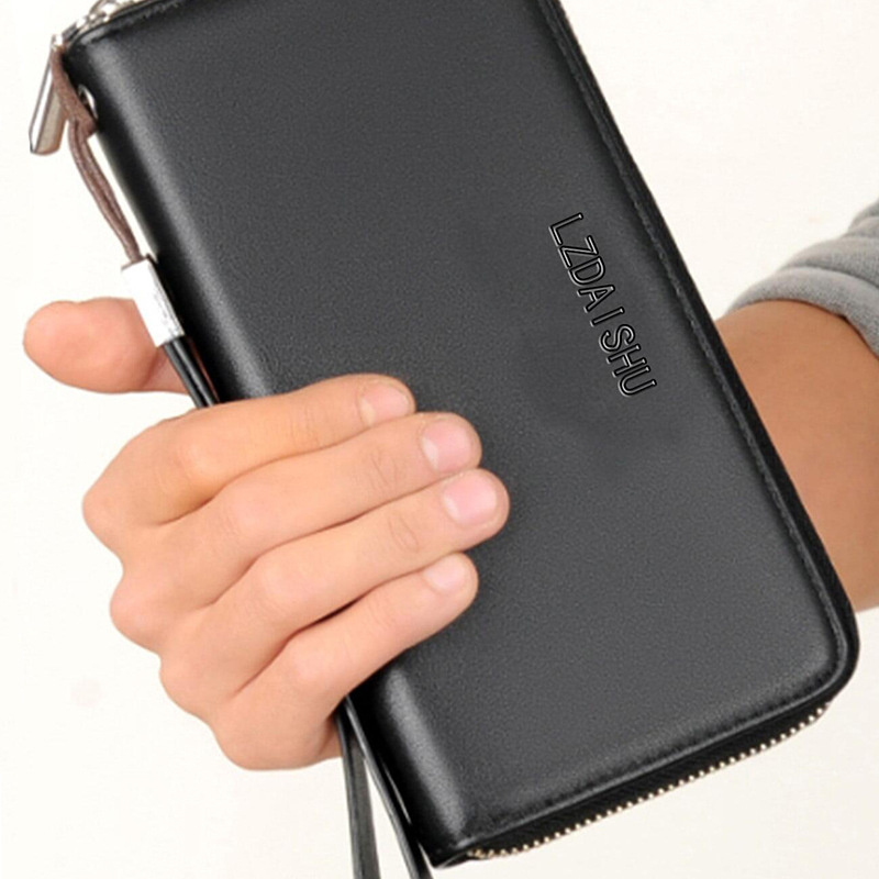 Dug kožni novčanik od prave kože s velikim kapacitetom, višenamjenski novčanik za kovanice, džep za telefon, pretinac za slušalice i držač osobne karte – Unisex