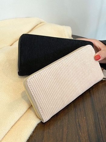 Ženski novčanik–clutch od kordure s prugama, srednje duljine, večernja torbica s džepom za telefon