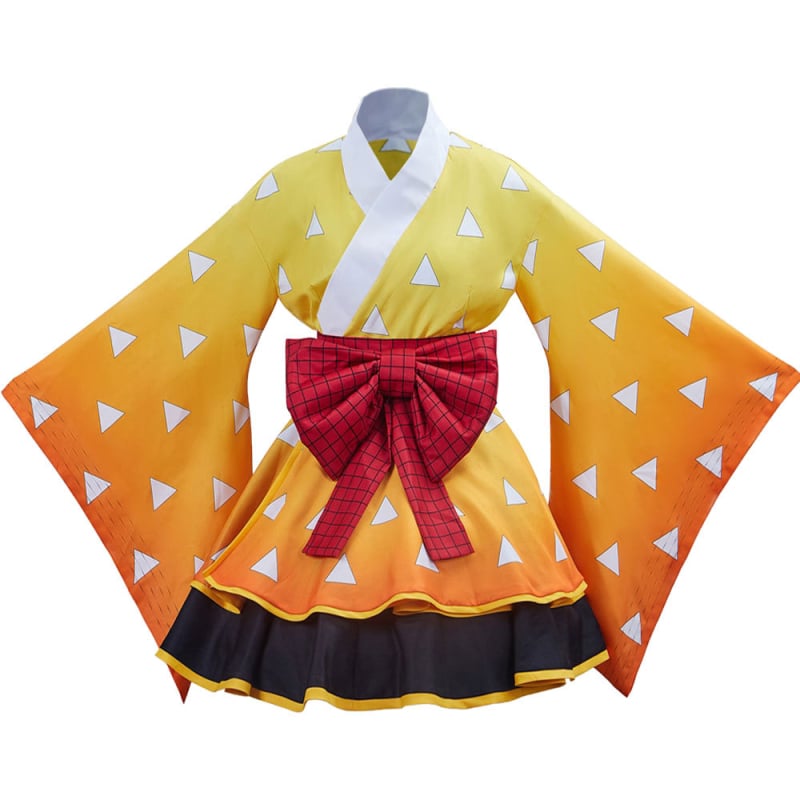 Demon Slayer cosplay kostim: Tanjiro Kamado i Nezuko Kamado Flame Hashira maid kimono, na skladištu