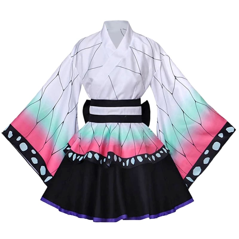 Demon Slayer cosplay kostim: Tanjiro Kamado i Nezuko Kamado Flame Hashira maid kimono, na skladištu