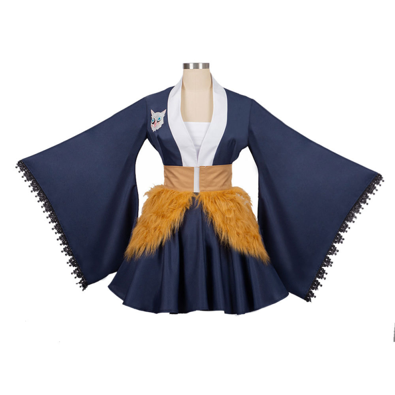 Demon Slayer cosplay kostim: Tanjiro Kamado i Nezuko Kamado Flame Hashira maid kimono, na skladištu
