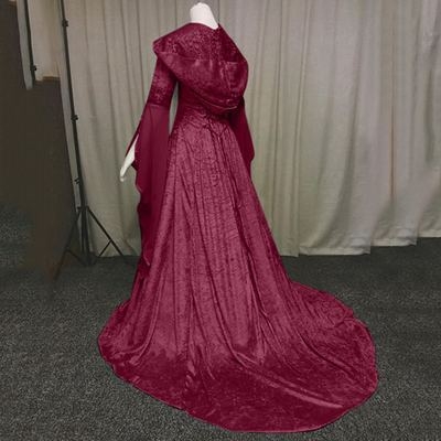 Ženska cosplay haljina s kapuljačom u srednjovjekovnom retro stilu, naglašenim strukom, u 8 boja, za cosplay i Halloween