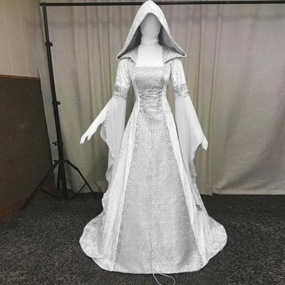 Ženska cosplay haljina s kapuljačom u srednjovjekovnom retro stilu, naglašenim strukom, u 8 boja, za cosplay i Halloween
