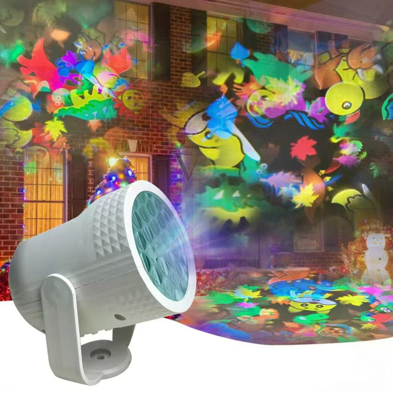 Lampă de masă RGB USB cu proiector cilindric, 16 modele de Crăciun — dinozauri și animale desenate, iluminare decorativă pentru atmosferă