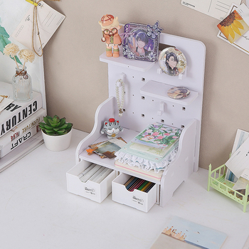 Pegboard stolni organizator s 3-slojnom policom i stalak za kartice