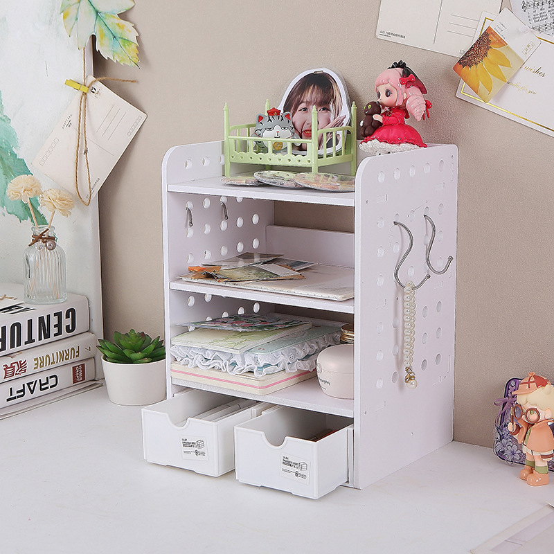 Pegboard stolni organizator s 3-slojnom policom i stalak za kartice