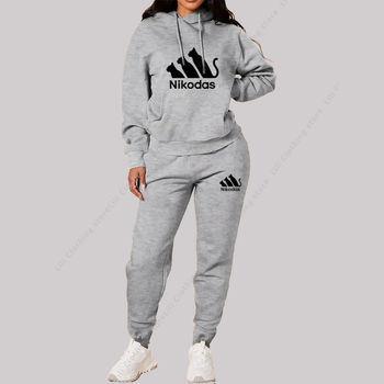 2026 jesen-zima unisex komplet s otiskom, uski kroj, casual nošenje