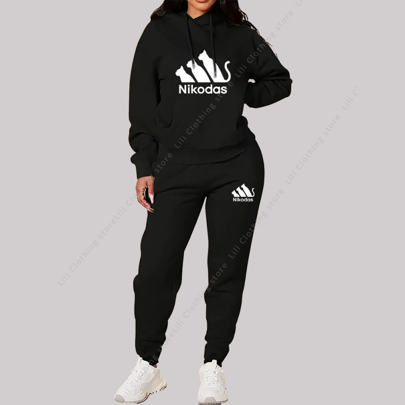 2026 jesen-zima unisex komplet s otiskom, uski kroj, casual nošenje