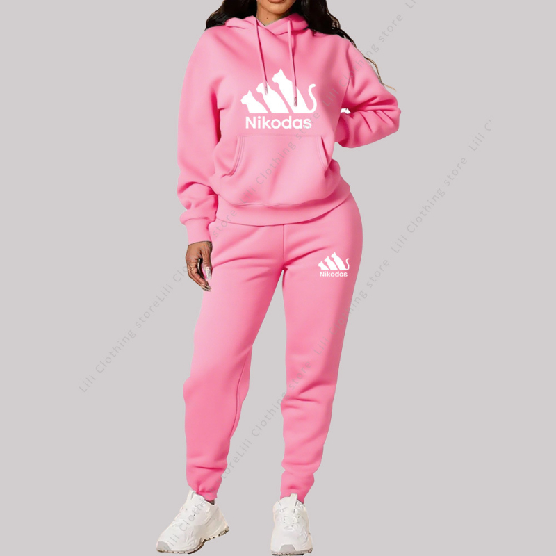 2026 jesen-zima unisex komplet s otiskom, uski kroj, casual nošenje